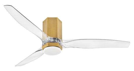 Hinkley Facet 52-in Integrated LED Flush Mount Smart Heritage Brass with Clear Acrylic Blades Ceiling Fan With Light - Remote Included ( 3 -Blade ) 5528797