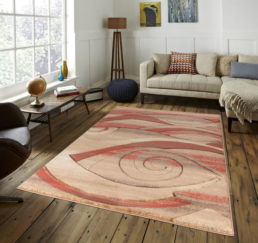 MDA Rugs Orelsi 5 x 7 (ft) Polypropylene Brown/Orange Rectangular Indoor Abstract Area rug