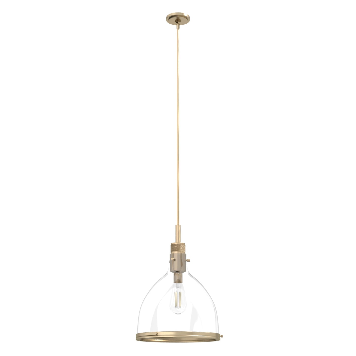 Hunter Van Nuys 1 -Light Alturas Gold Transitional Clear glass Dome Medium Hanging Kitchen island light 4963898