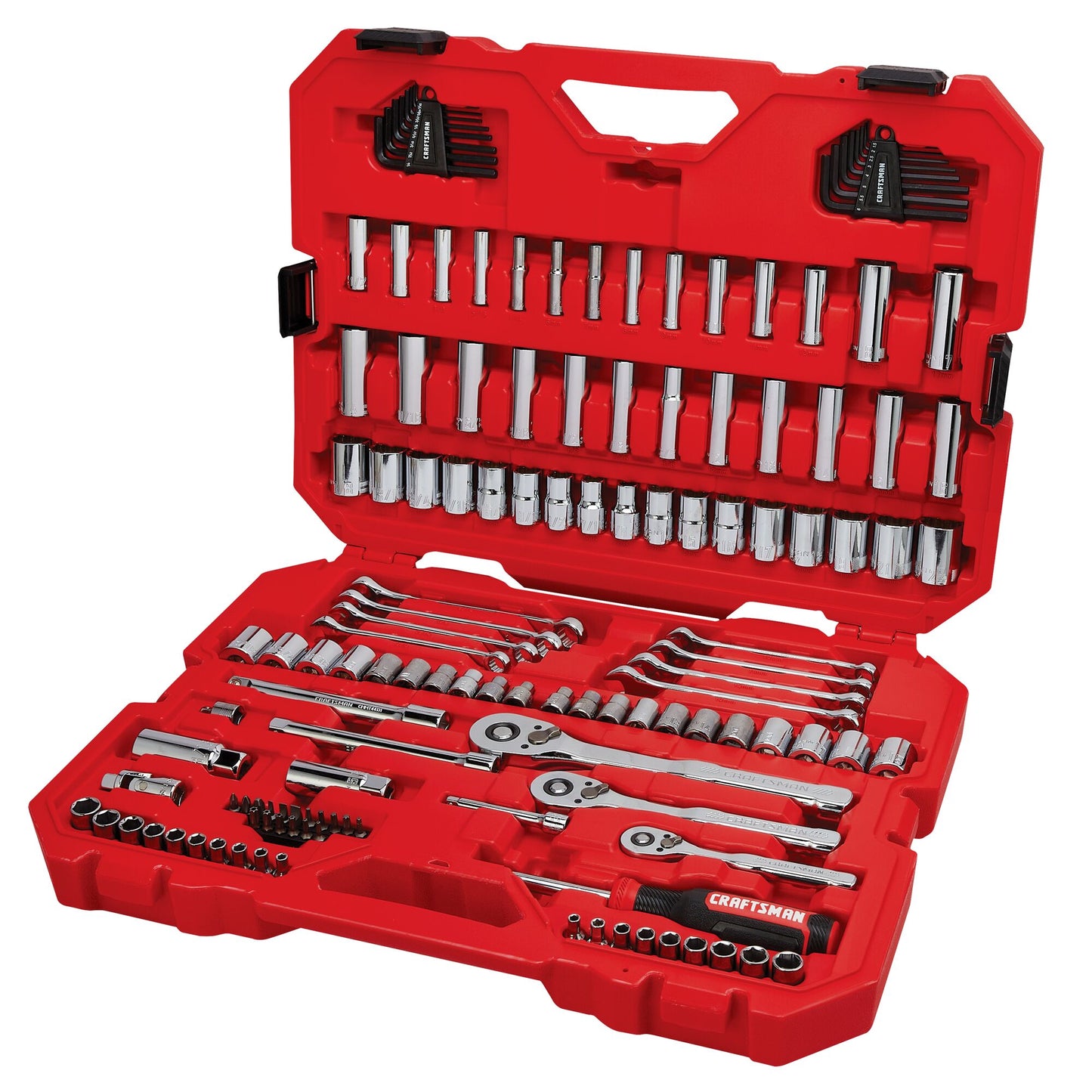 CRAFTSMAN 135-Piece Standard (SAE) and Metric Polished Chrome Mechanics Tool Set with Hard Case CMMT12124L