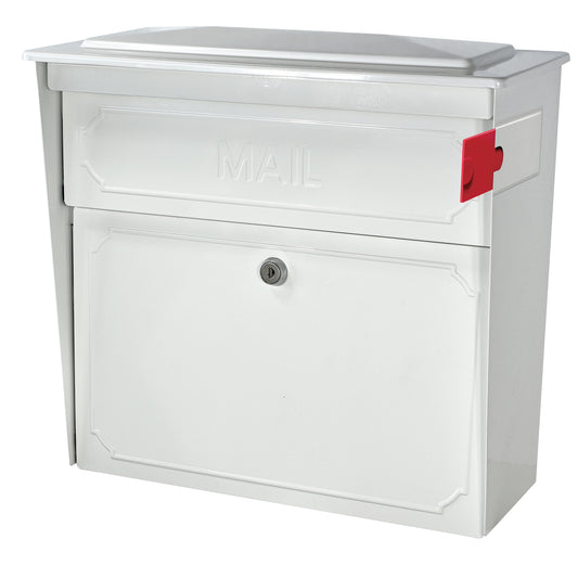 Mail Boss Wall Mount White Metal Large Lockable Mailbox 7179
