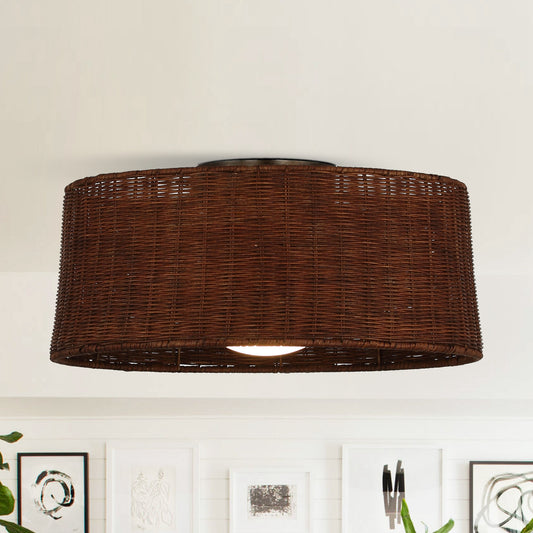 Parrot Uncle 21.3-in Flush Mount Antique bronze with Black Blades Fandelier Ceiling Fan With Light - Remote Included ( 3 -Blade ) 5647765