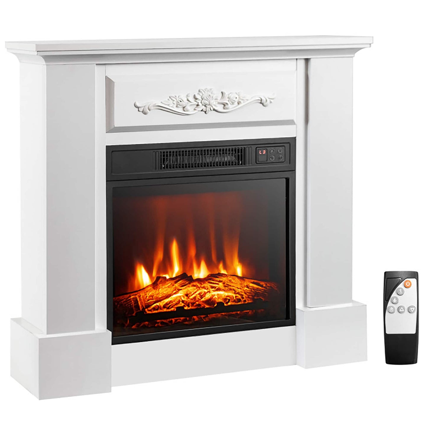 BABOOM 32-in W White TV Stand with Fan-forced Electric Fireplace BOM-103-WH-CO