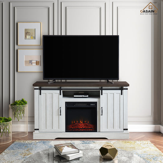 CASAINC 54-in W Stone Gray TV Stand with LED Electric Fireplace CA-CYTVS16-WHI