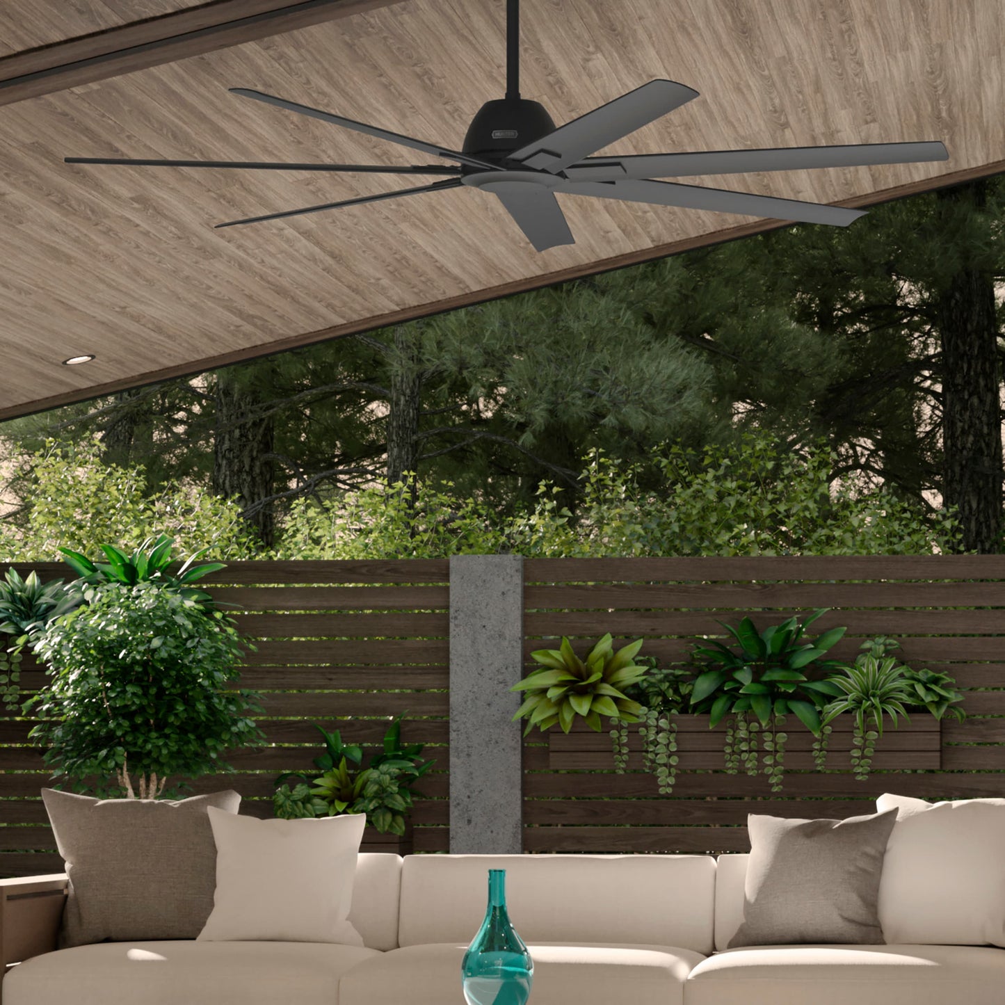 Hunter Downtown 72-in Outdoor Matte Black with Matte Black Blades Ceiling Fan Without Light ( 7 -Blade ) 5228306