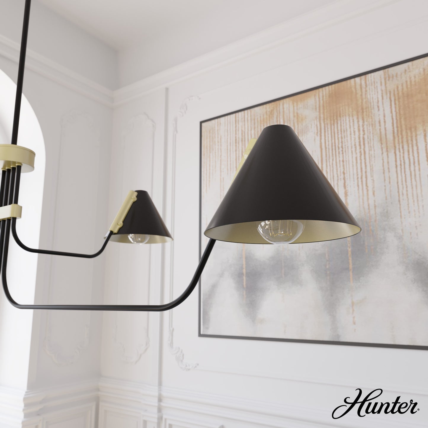Hunter Grove Isle 4 -Light Matte Black Modern/contemporary For Use in Bedrooms, Dining Rooms, Foyers, Kitchens, Living Rooms Chandelier 3848185