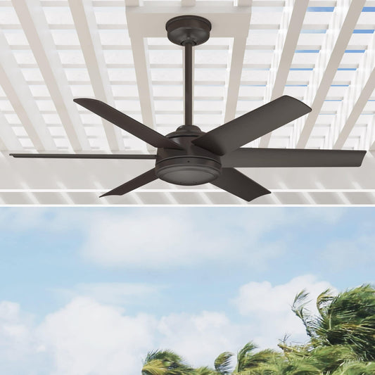 Hunter Jetty WeatherMax 52-in Outdoor Noble Bronze with Noble Bronze Blades Ceiling Fan Without Light ( 6 -Blade ) 4963832