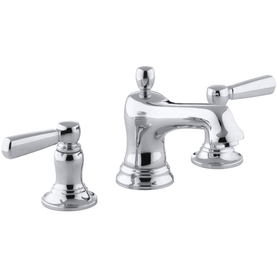 KOHLER Bancroft Polished Chrome 2-handle Widespread WaterSense Bathroom Sink Faucet with Drain