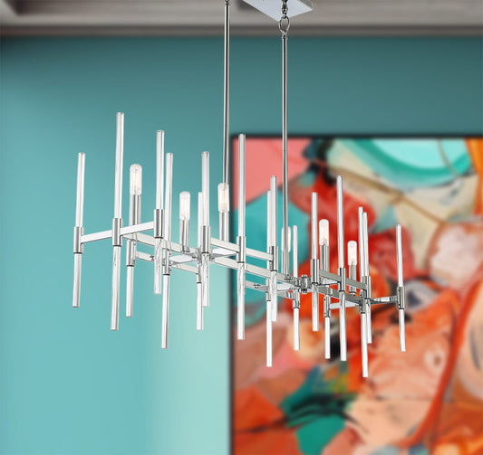 Minka Lavery Pillar 6 -Light Chrome Transitional Linear Large Hanging Kitchen island light 1664220