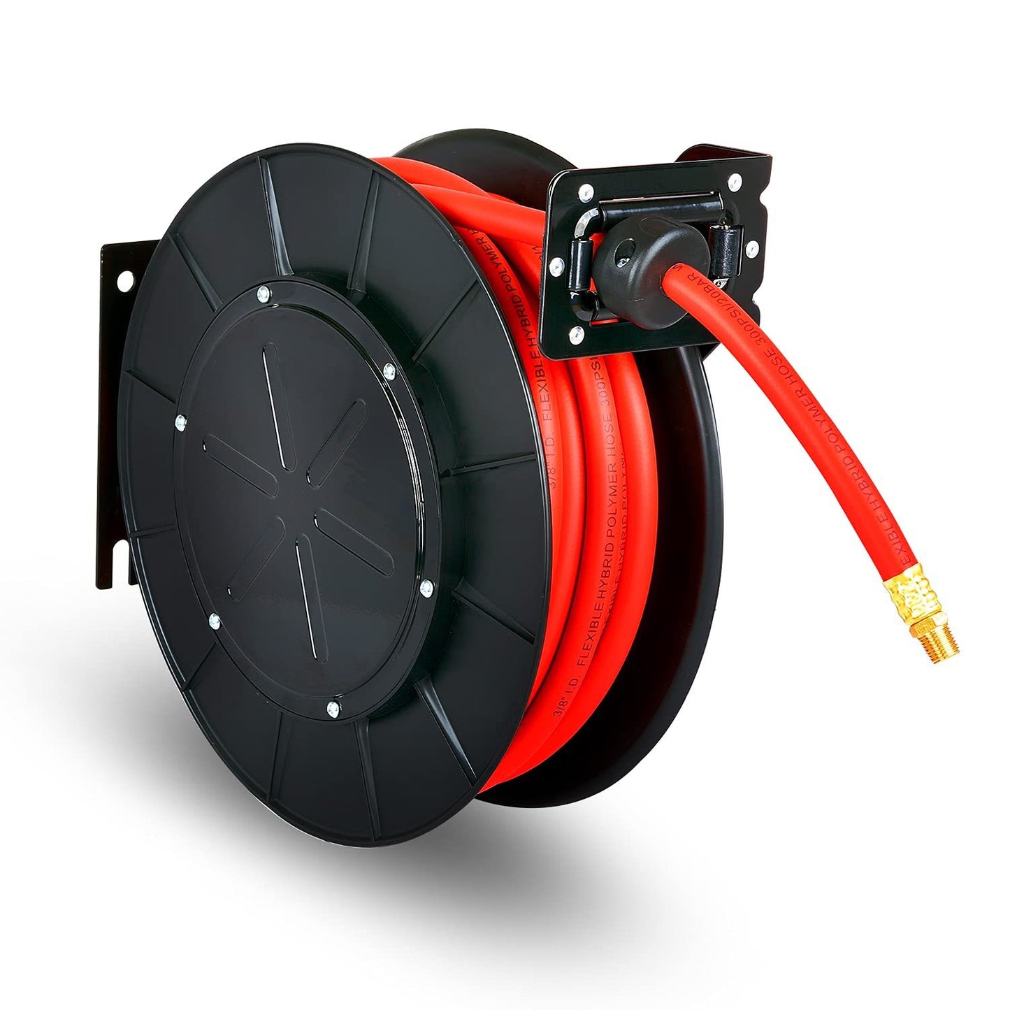 Reelworks Professional Air Hose Reel Single Arm Mount- 3/8 In X 50 Ft, 300 Psi, 3/8 In Mnpt Fittings 28107153A