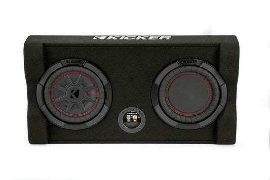 KICKER - CompRT Down-Firing 8” Dual-Voice-Coil 2-Ohm Loaded Subwoofer Enclosure - Black
