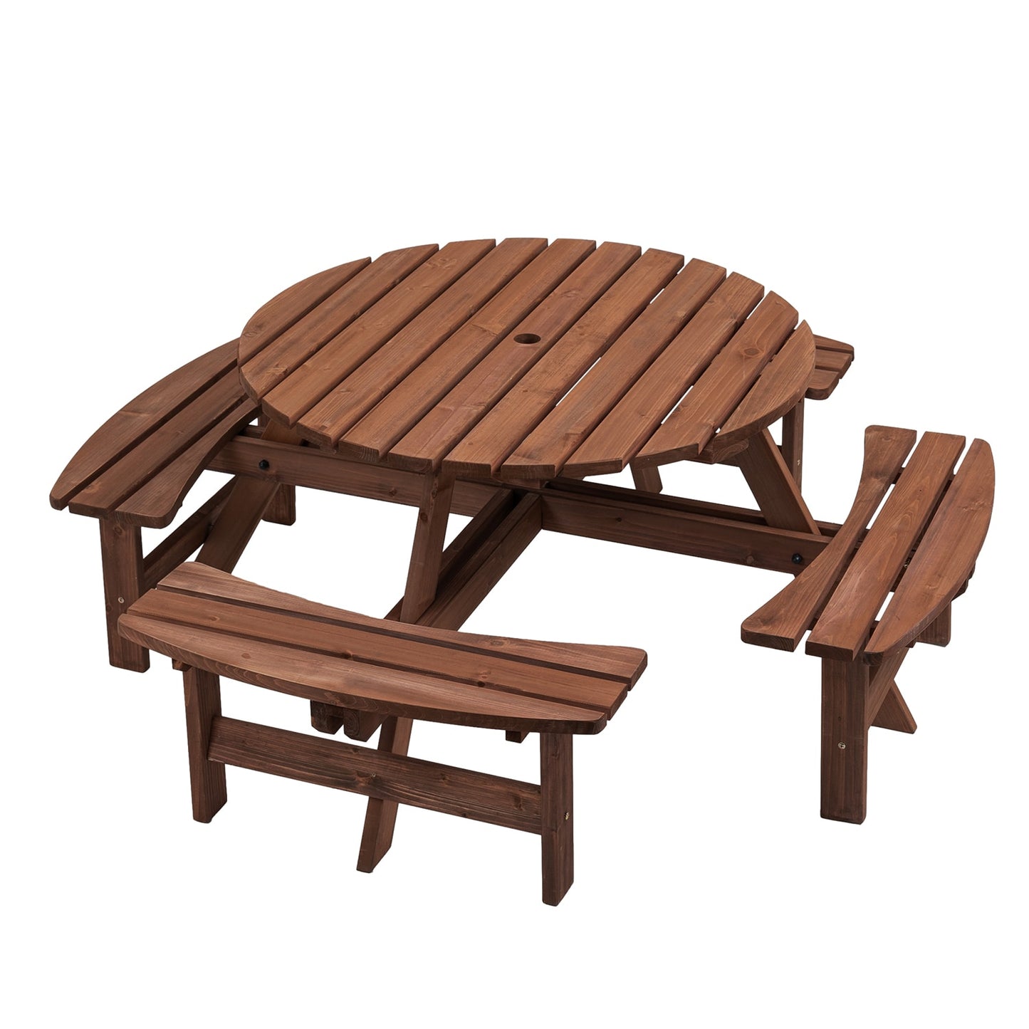 SINOFURN 43.3-in Brown Douglas fir Round Picnic Table