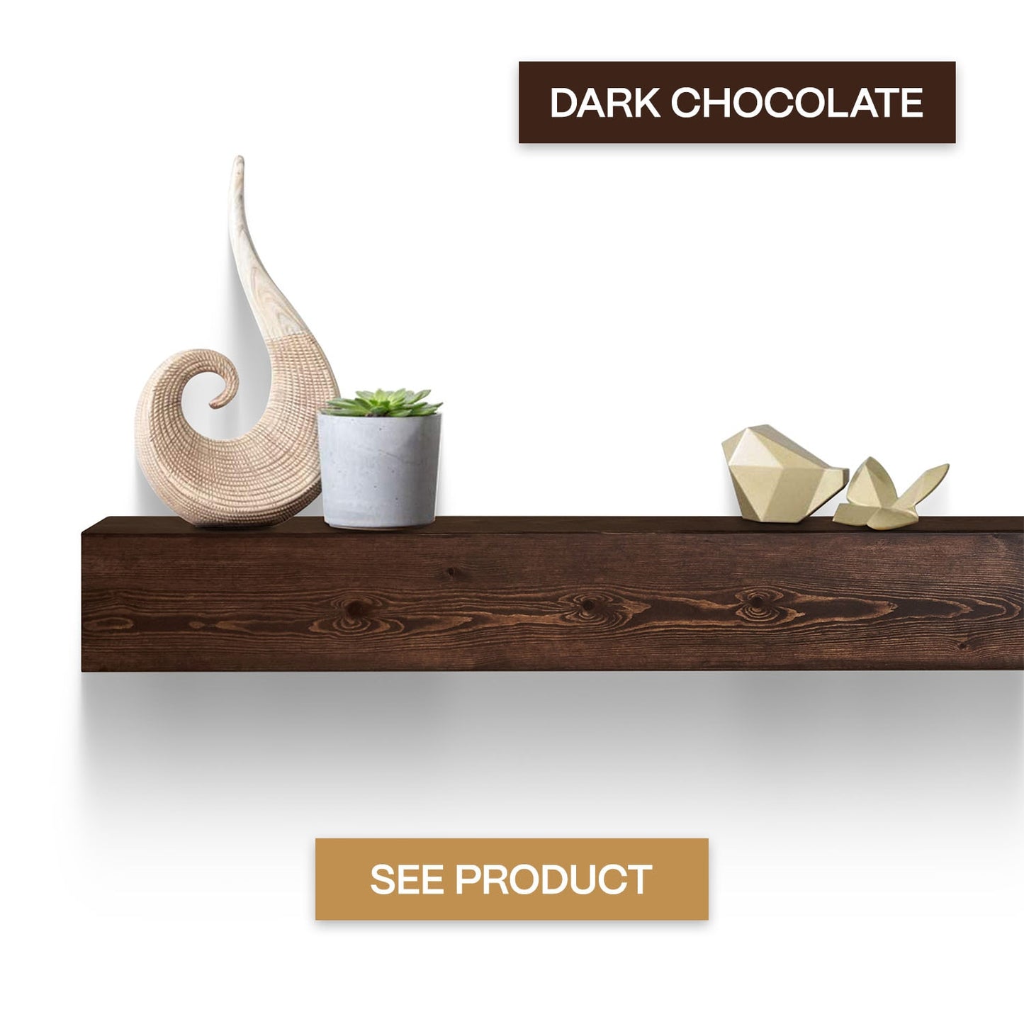 Luxe Surface Group 48-in W x 5.5-in H x 7-in D Dark Chocolate Pine Traditional Fireplace Mantel 48 DARK