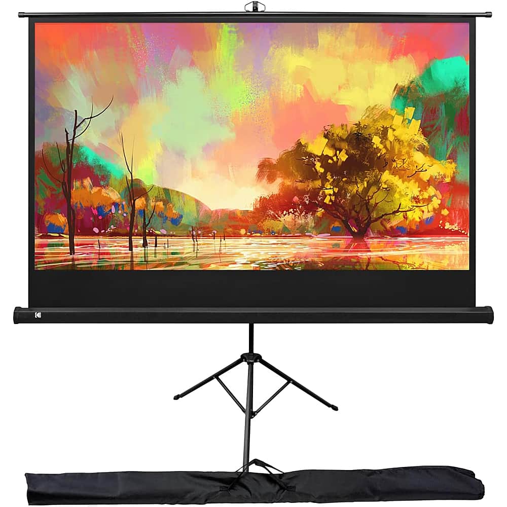 Kodak - 60 in. Portable Projector Screen, Adjustable Projection Screen with Tripod Stand & Carry Bag - White