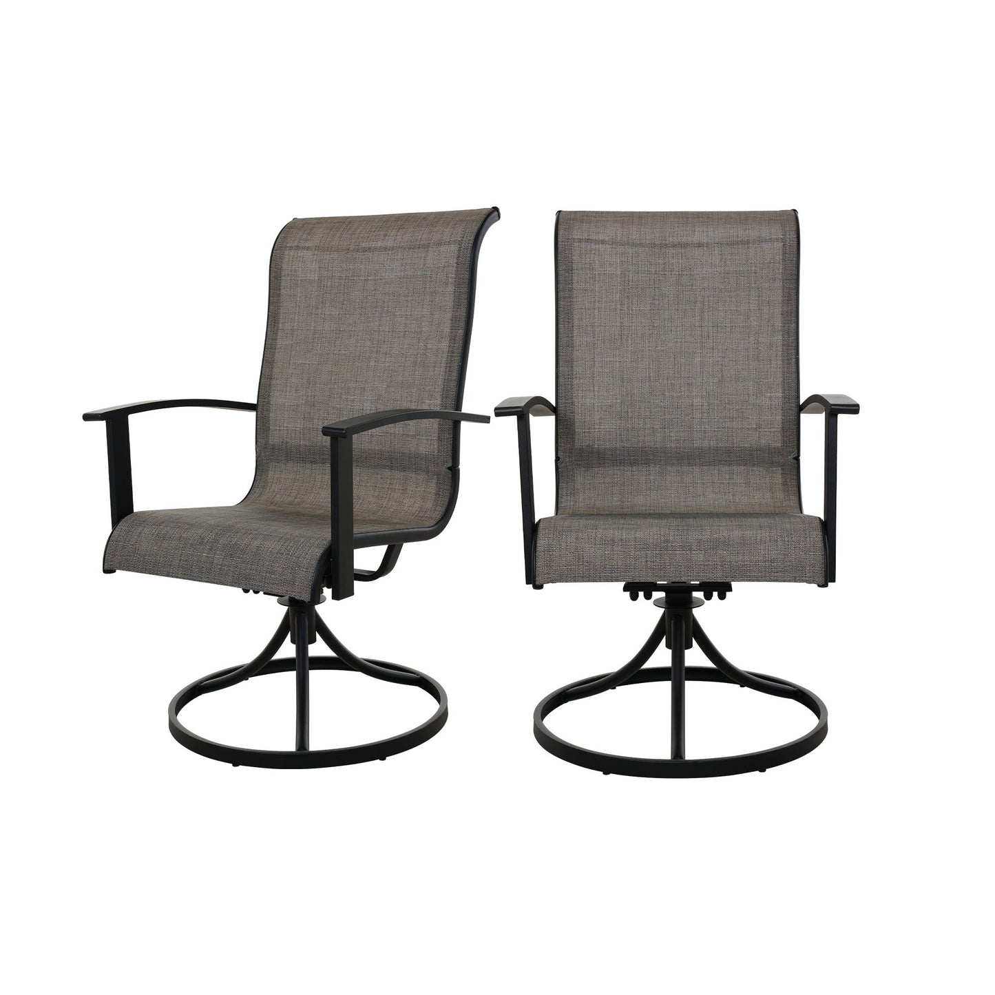 Clihome 2 Piece All Iron Removable Teslin Swivel Dining Chair Set of 2 Woven Iron Iron Frame Swivel Dining Chair with Gray Woven Seat