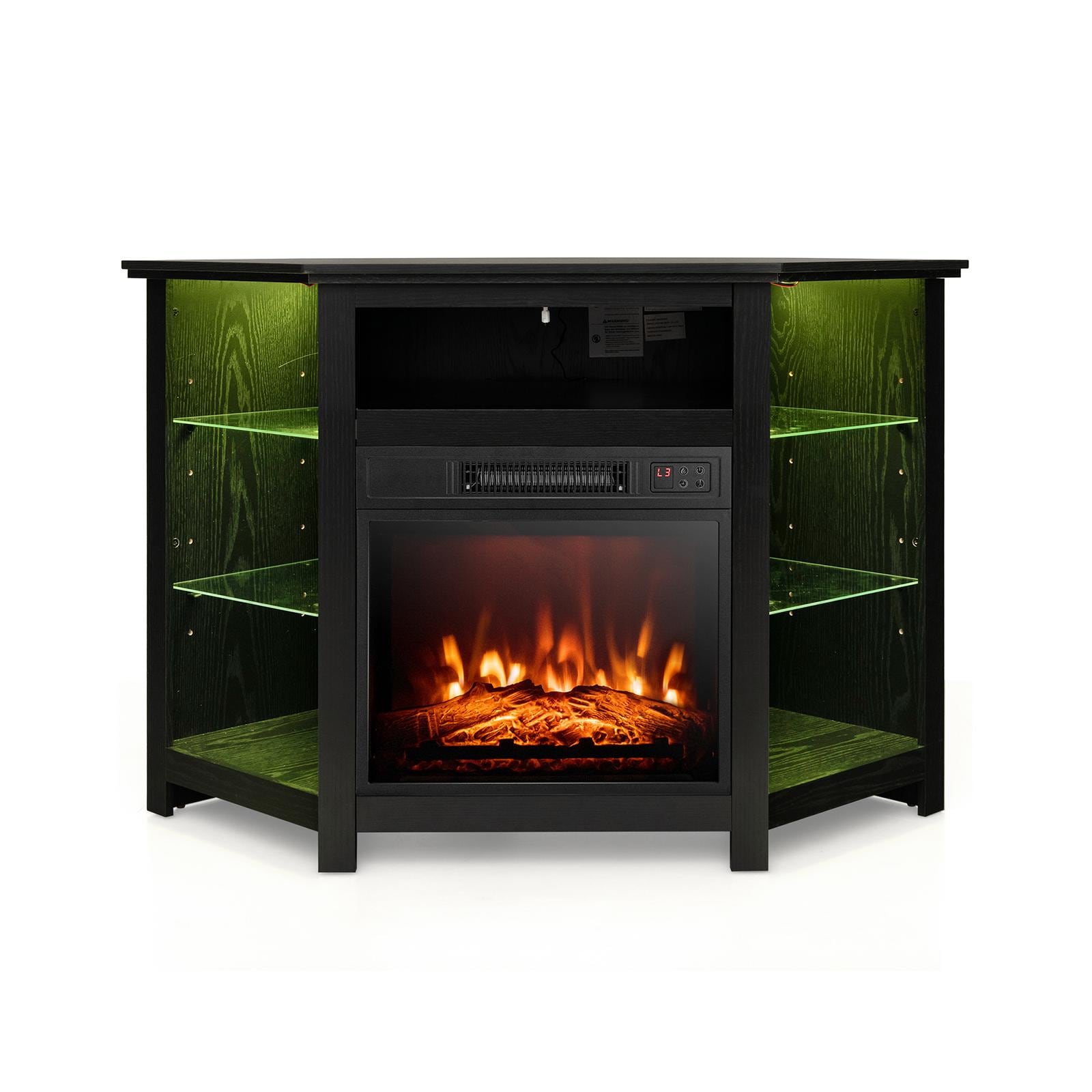 BABOOM 45-in W Black TV Stand with Fan-forced Electric Fireplace BOM-34-DK-CO