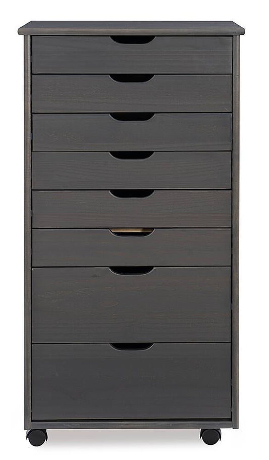 Linon Home Décor - Monte Eight-Drawer Rolling Storage Cart - Gray