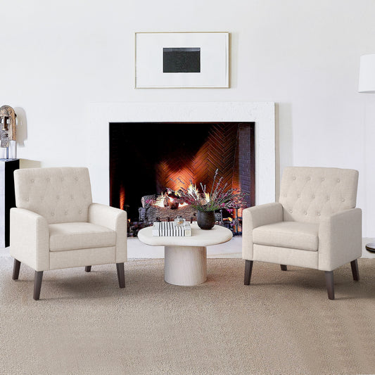 LUE BONA 2 Modern Linen Color Linen Accent Chair