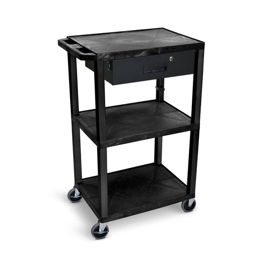 Luxor 42-in 1-Drawer Table Utility Cart UCPL1E-B-WTD