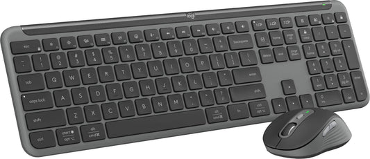 Logitech - MK955 Signature Slim Full-size Wireless Keyboard and Mouse Combo for Windows and Mac with Quiet Typing and Clicking - Graphite