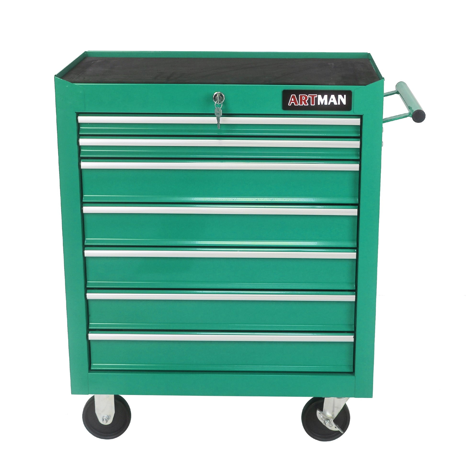 Siavonce Workshop Tool Trolley 24.2-in W x 29.9-in H 7-Drawer Metal Rolling Tool Cabinet (Green) ZX-06458