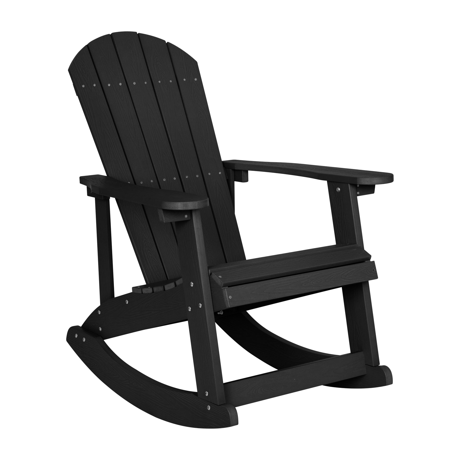 Flash Furniture Savannah Black Resin Frame Rocking Chair with Slat Seat