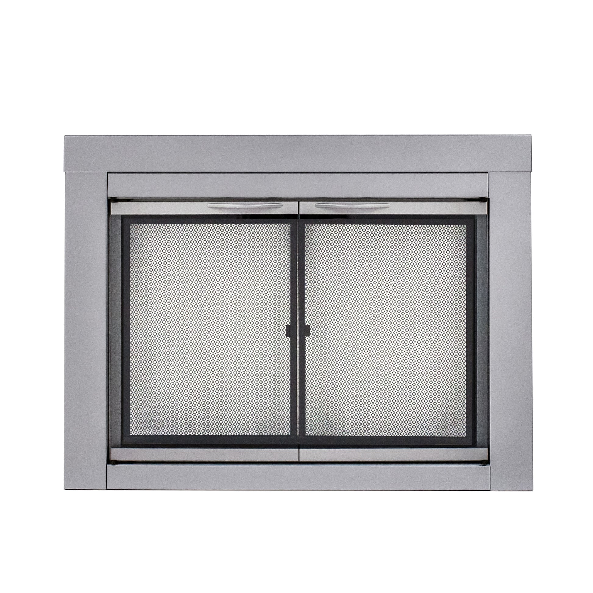 Pleasant Hearth Alpine Skyline Nickel Small Cabinet-style Fireplace Doors with Clear Tempered Glass AN-1010SN