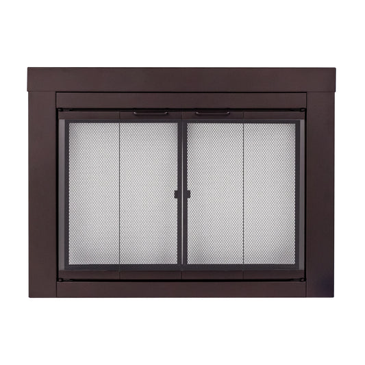 Pleasant Hearth Ascot Oil Rubbed Bronze Large Bifold Fireplace Doors with Clear Tempered Glass AT-1002OR