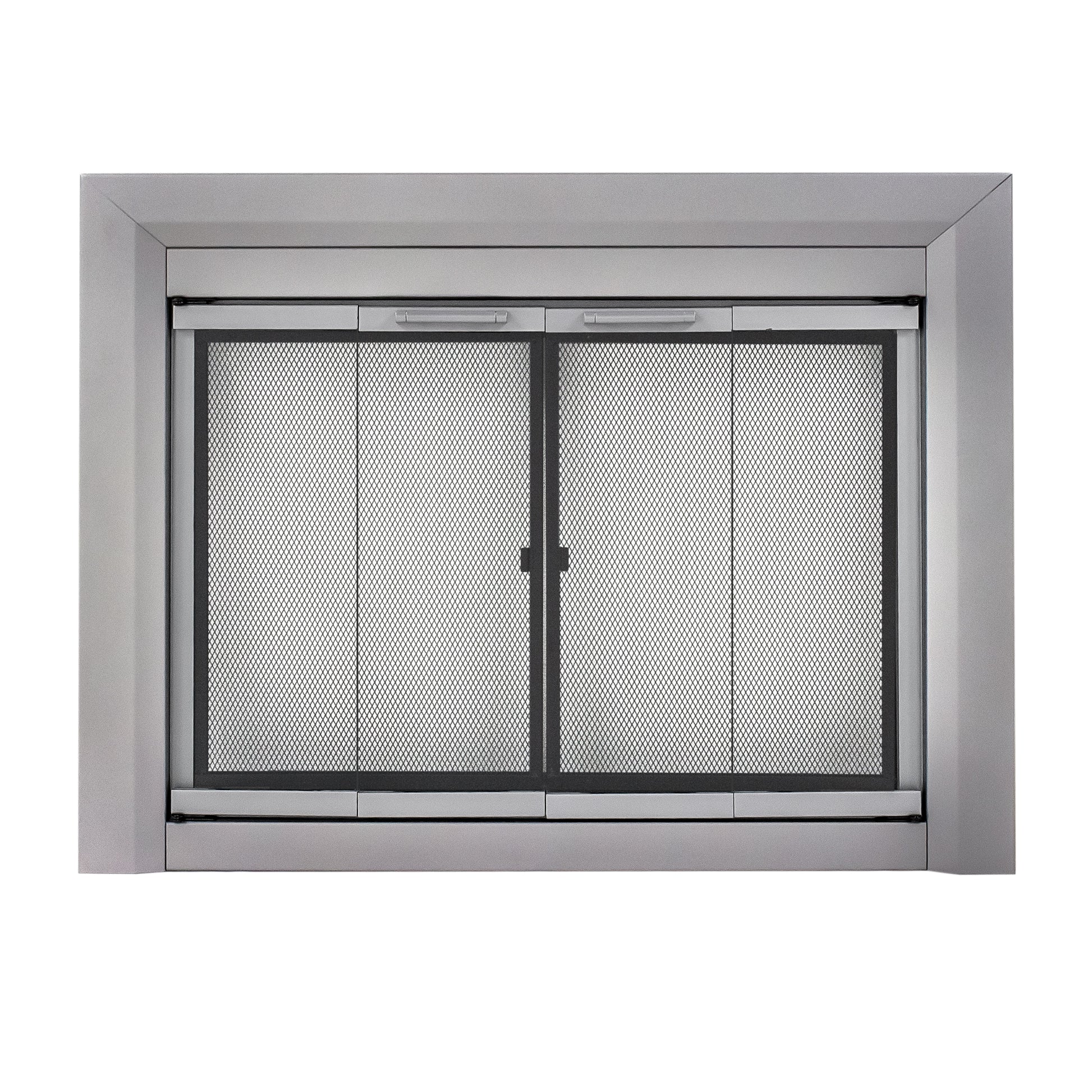 Pleasant Hearth Clairmont Skyline Nickel Medium Bifold Fireplace Doors with Smoke Tempered Glass CM-3011SN