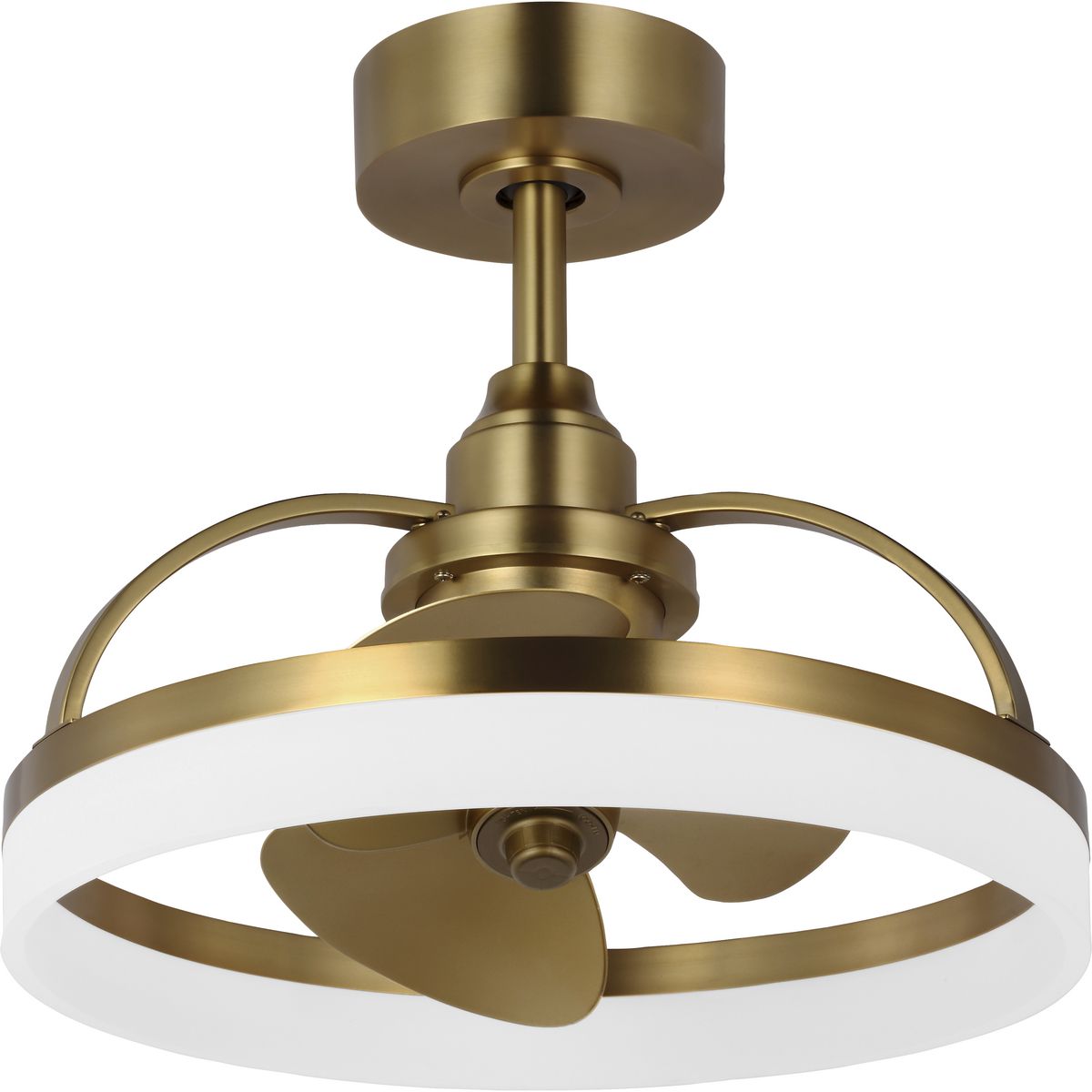 Progress Lighting Shear 19.75-in Integrated LED Outdoor Brushed Bronze with Gold Blades Fandelier Ceiling Fan With Light - Remote Included ( 3 -Blade ) 5982438
