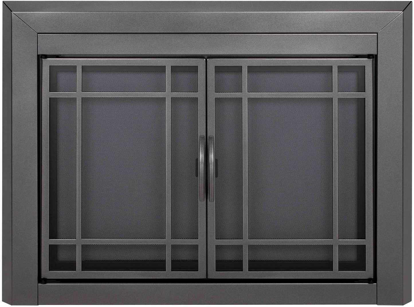 Pleasant Hearth Easton Gunmetal Medium Cabinet-style Fireplace Doors with Smoke Tempered Glass EA-5011GM
