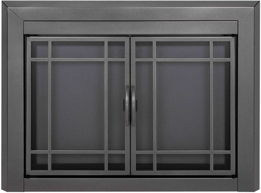 Pleasant Hearth Easton Gunmetal Small Cabinet-style Fireplace Doors with Smoke Tempered Glass EA-5010GM