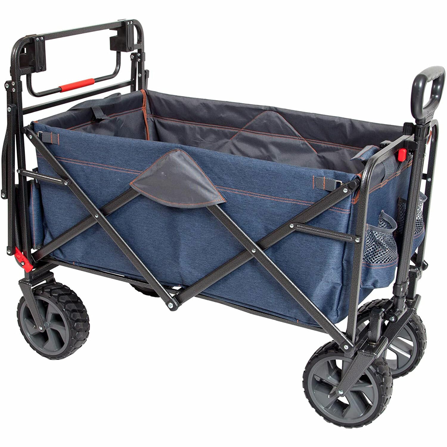 Mac Sports Mac Sports Collapsible Folding Heavy Duty Push Pull Utility Cart Wagon, Blue 229669