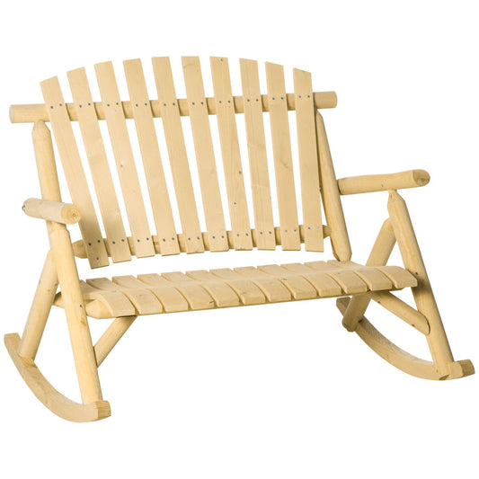 Miki Shinly Patio Chairs Natural Wood Frame Adirondack Chair with Brown Slat Seat
