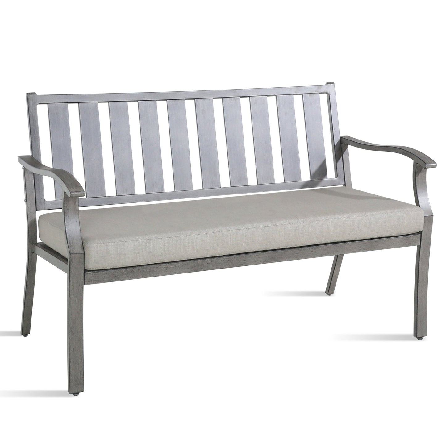 PEAK HOME FURNISHINGS Outdoor Dining Bench 50-in W x 32.5-in H Beige Aluminum Love seat Bench
