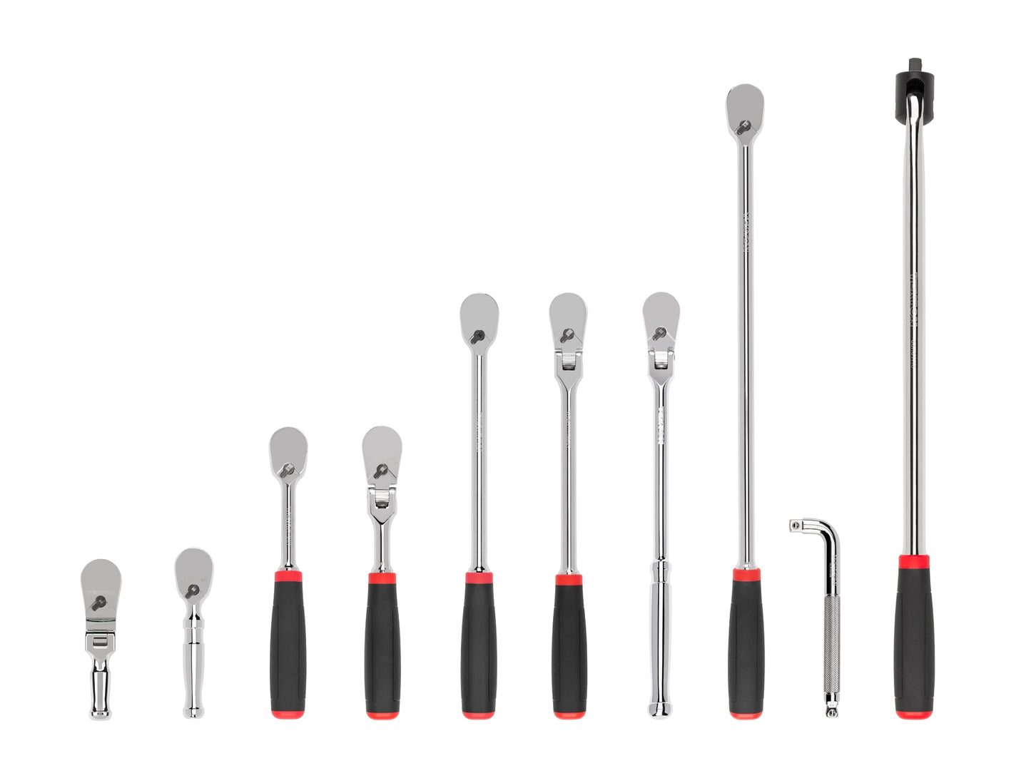TEKTON 3/8 Inch Drive Comfort Grip Ratchet, L-Handle, and Breaker Bar Set (10-Piece) SDR99104