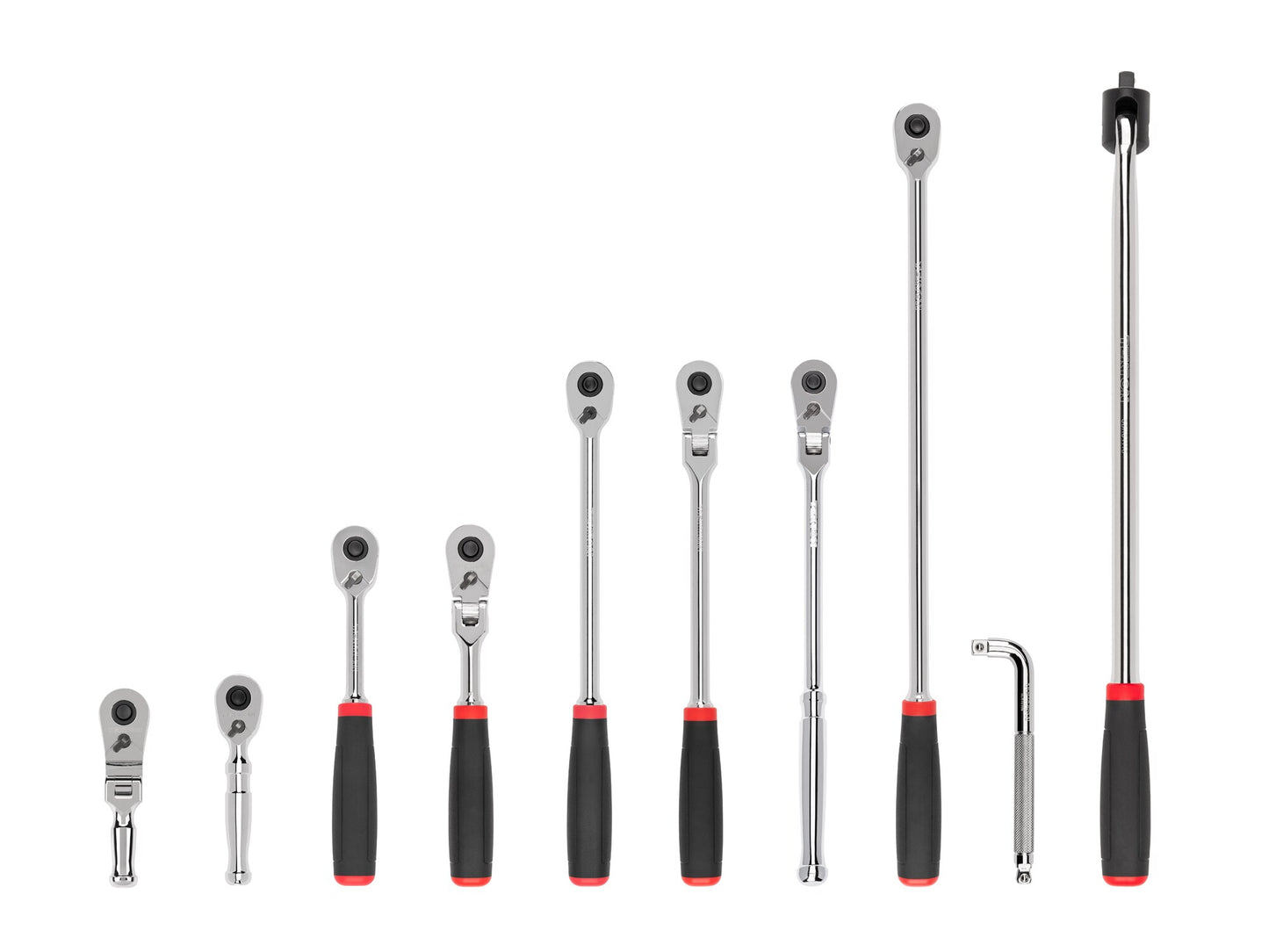 TEKTON 3/8 Inch Drive Quick-Release Comfort Grip Ratchet, L-Handle, and Breaker Bar Set (10-Piece) SDR99102