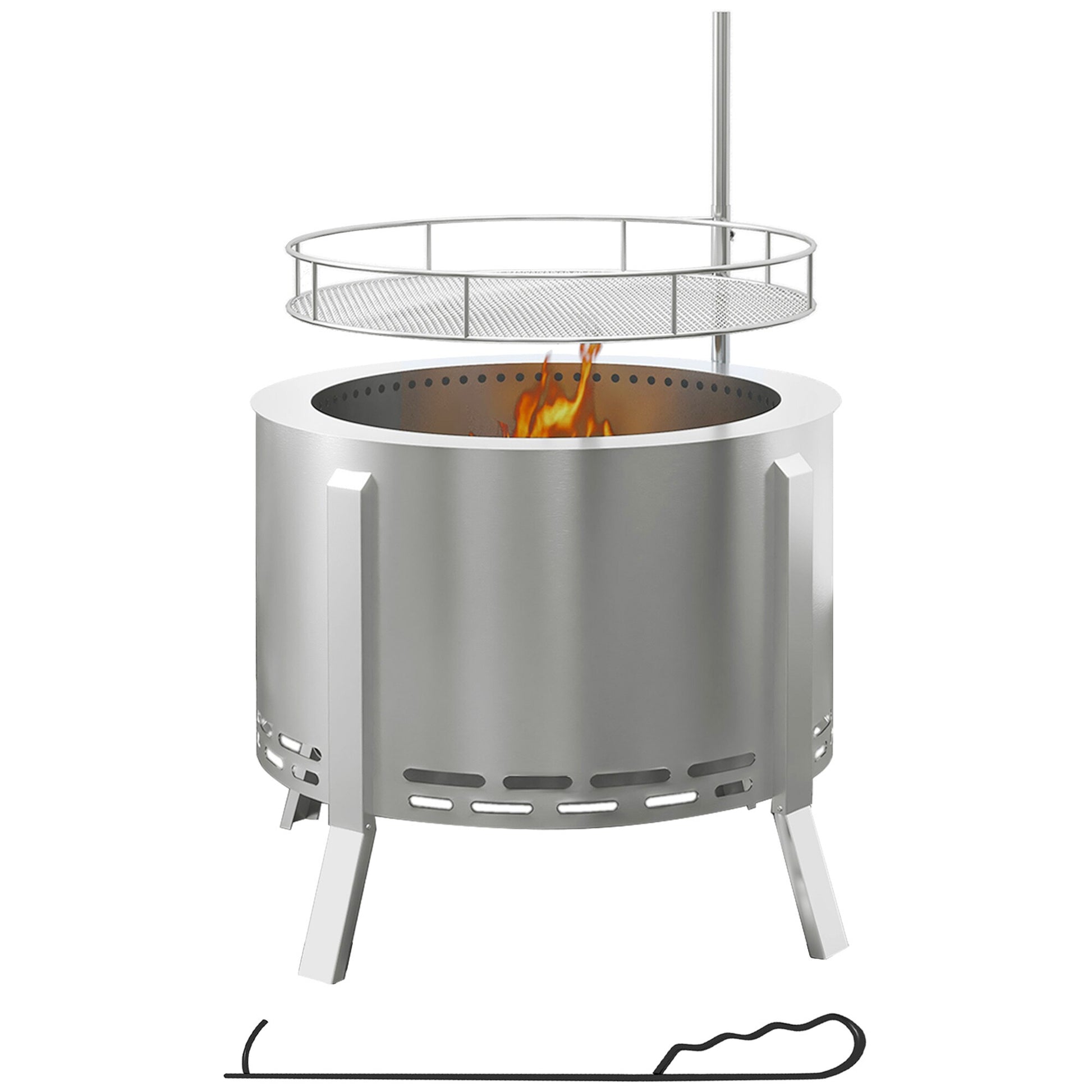 Maocao Hoom 19-in W Silver Stainless steel Wood-Burning Fire Pit