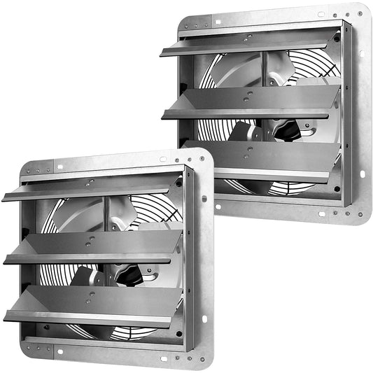 GZMR 2-PACK 12-in Shutter Exhaust Fan Aluminum 12-in Indoor Silver Wall Mounted Fan GR-W1134HUA18