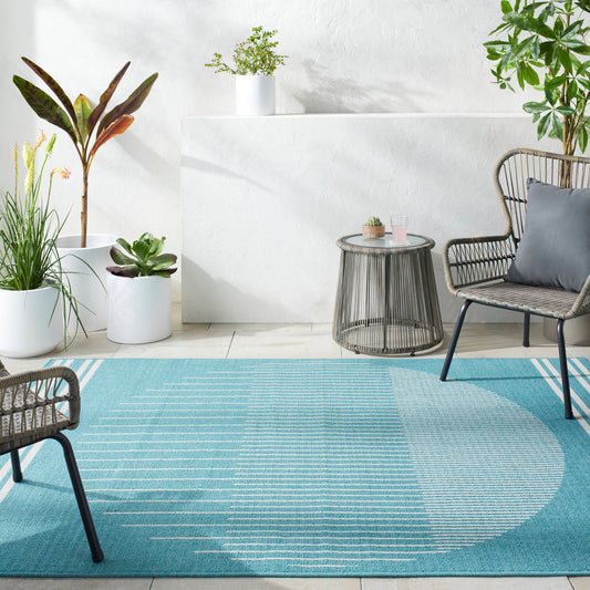 Livabliss Alfresco 7 x 11 (ft) Loomed Pewter Rectangular Indoor/Outdoor Geometric Mid-Century Modern Pet Friendly Area rug
