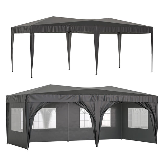 Bayfeve 20-ft x 10-ft Rectangle Black Pop-up canopy