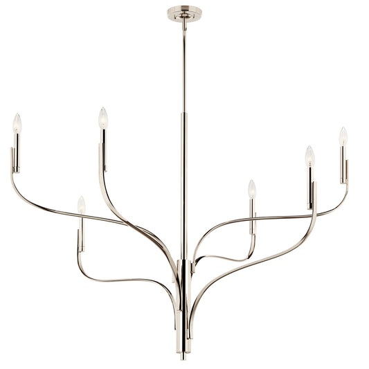 Kichler Livadia 6 -Light Polished Nickel Modern/contemporary Bare bulb For Use in Bedrooms, Dining Rooms, Foyers, Kitchens, Living Rooms Chandelier 6297459