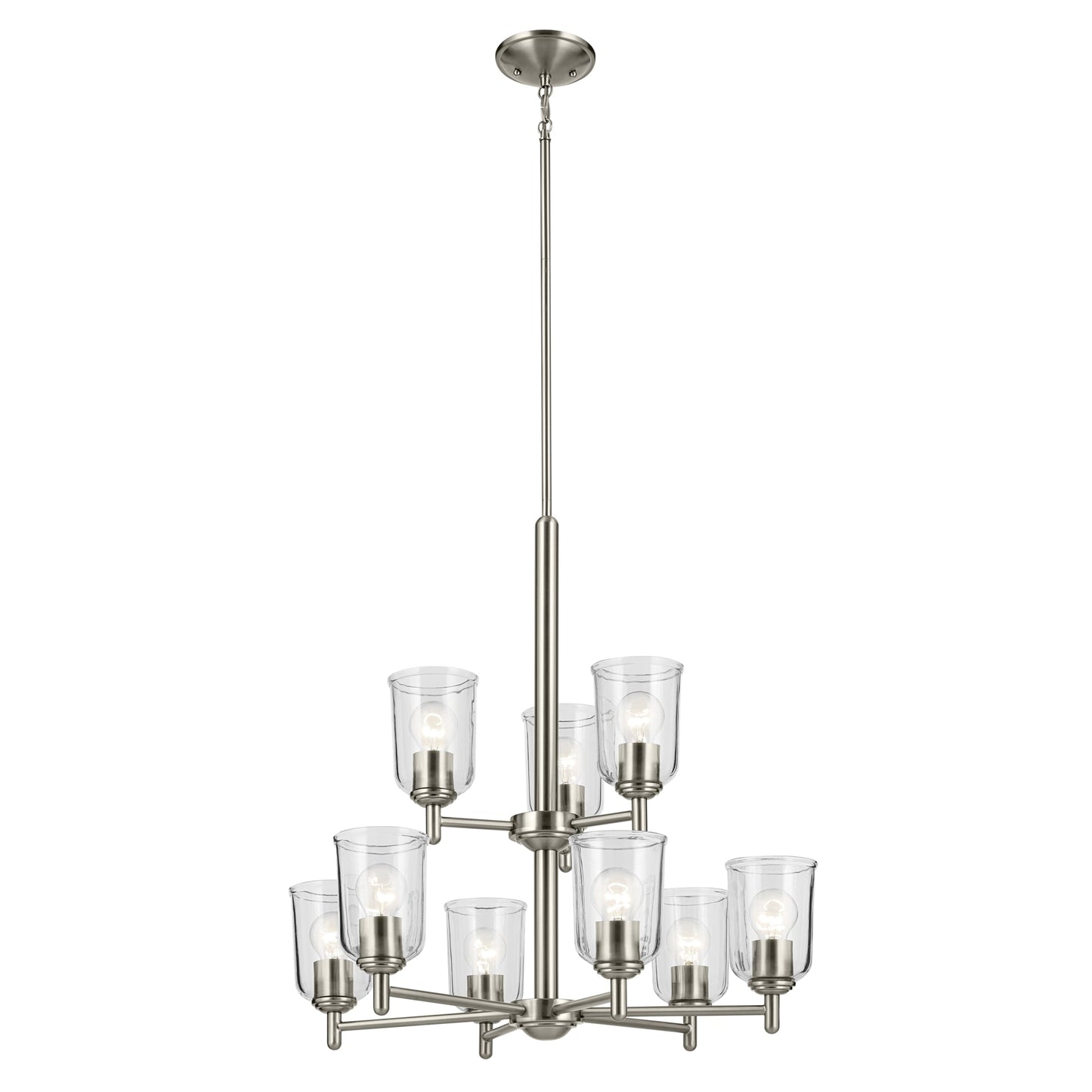 Kichler Shailene 9 -Light Brushed Nickel Traditional For Use in Bedrooms, Dining Rooms, Foyers, Kitchens, Living Rooms Chandelier 6297510
