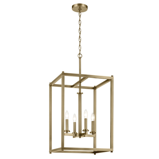 Kichler Crosby 4 -Light Natural Brass Modern/contemporary Square Medium Hanging Pendant light 6297500