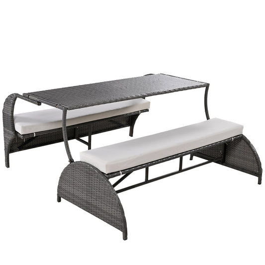 LIVIZA 57.1-in W x 38-in H Gray Rattan HDPE Love seat Bench