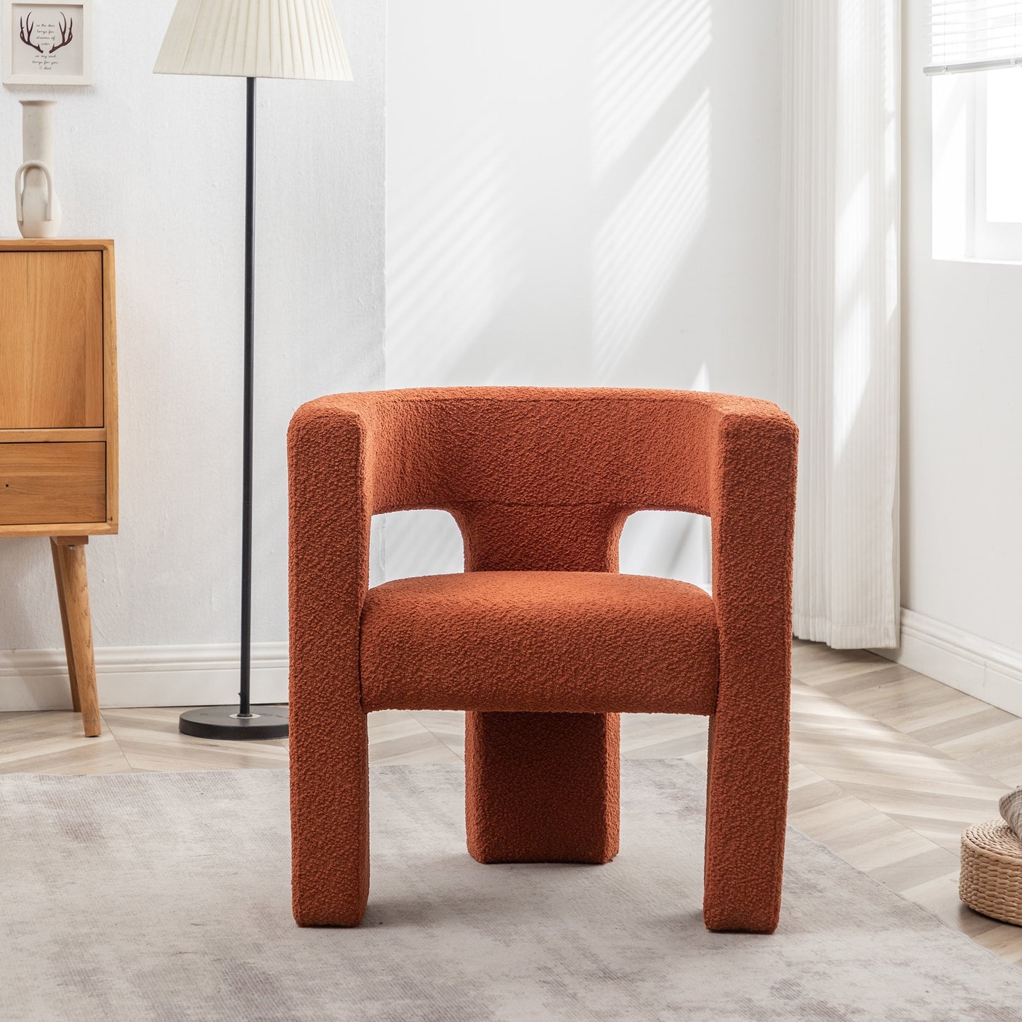 KINWELL Modern Caramel Boucle Accent Chair
