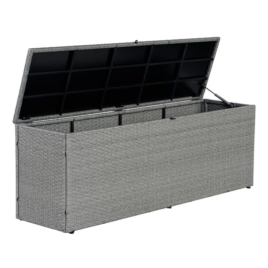 happimess Nino Modern Minimalist Faux Wicker 73.31-Gallon Gray Plastic Deck Box