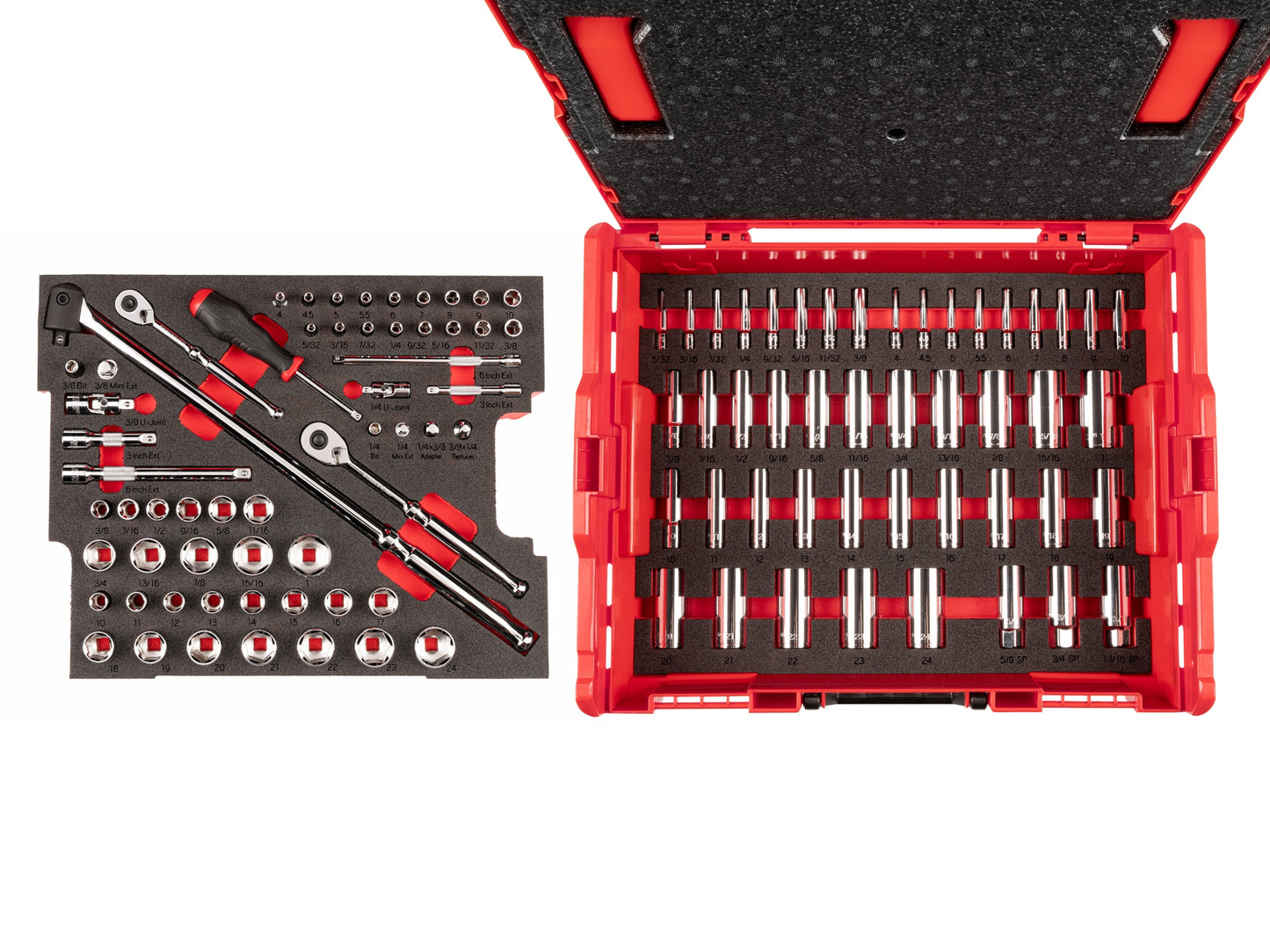 TEKTON 1/4-in, 3/8-in Drive Standard (SAE) and Metric Shallow/Deep Socket Set (105-Pieces) OLB91301