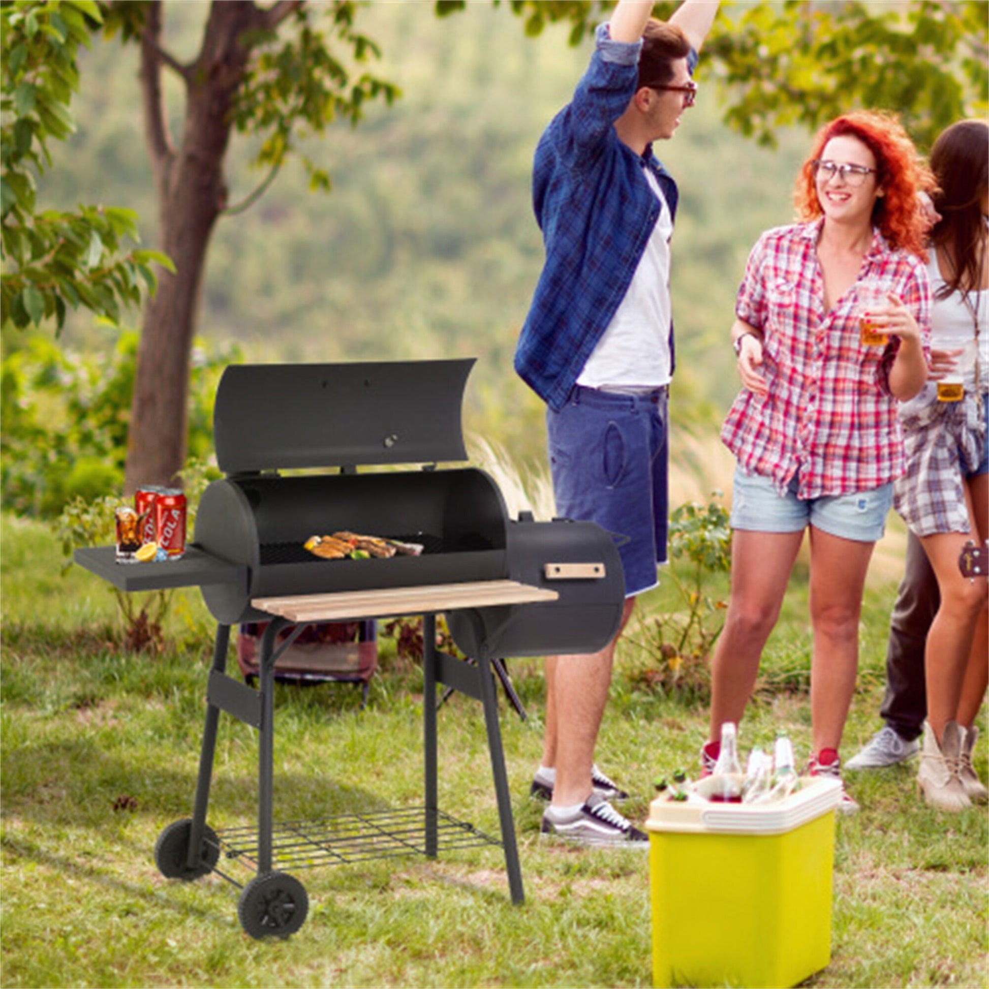 BABOOM Portable Backyard Charcoal BBQ Grill 24.1-in W Black Cart Charcoal Grill