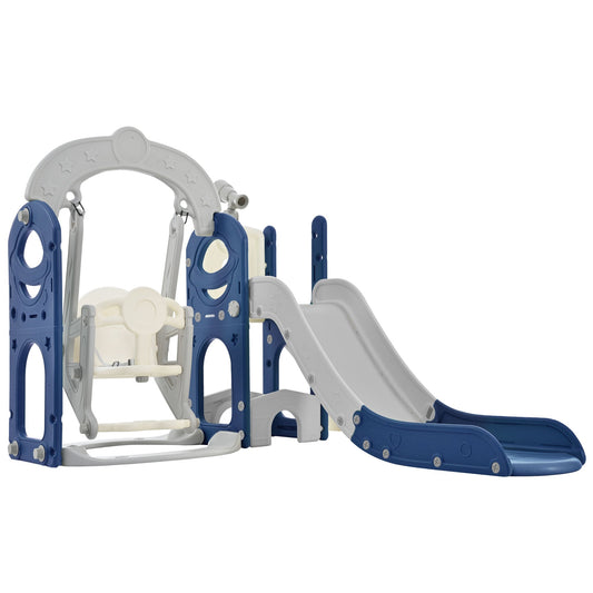 Siavonce Toddler Slide and Swing Set 5 in 1, Kids Playground Climber Slide Playset with Telescope, Freestanding Combination for Babies Indoor and Outdoor